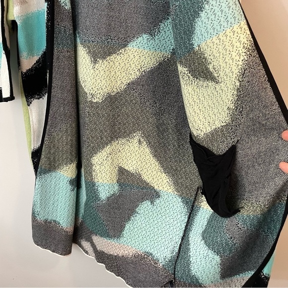 Nic+Zoe Open Longline Cardigan Womens S Colourful Green Blue Half Sleeve - Picture 8 of 11